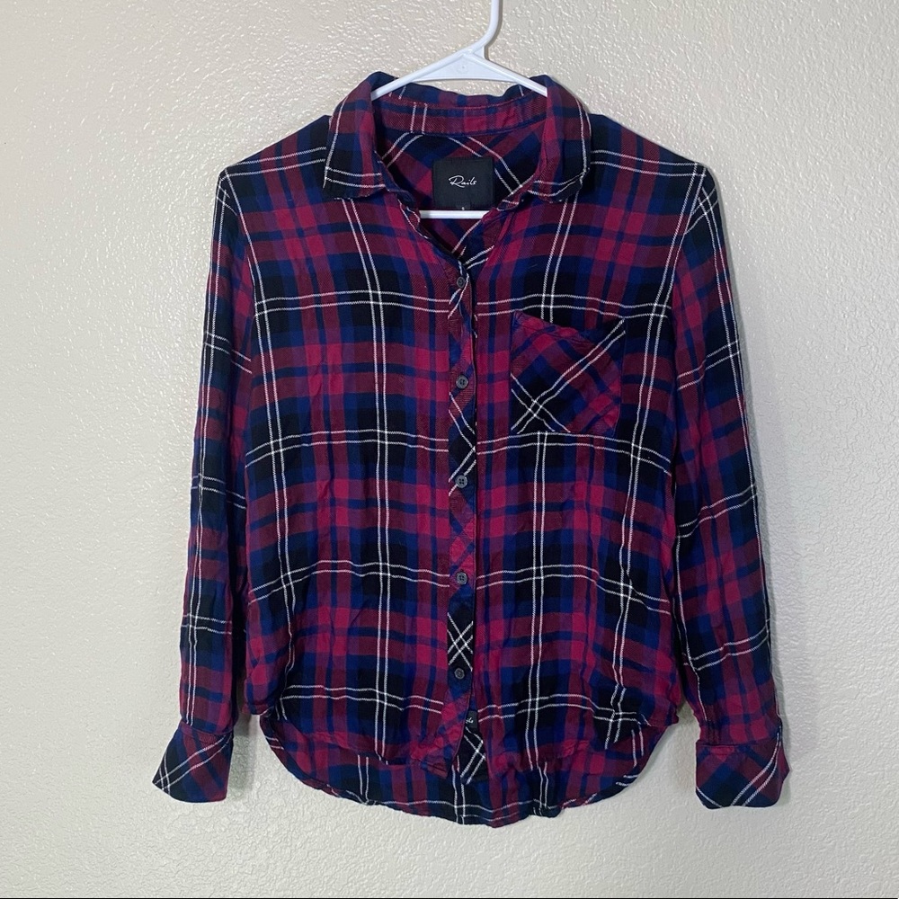 Rails Hunter Onyx Scarlet Navy Plaid Button Down Size Small